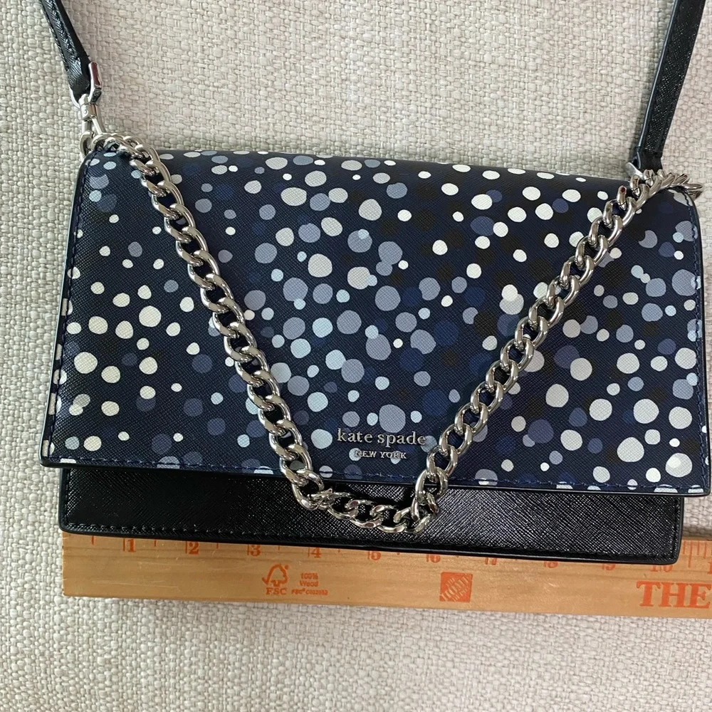 Kate Spade Cameron  Black and White Gray & Blue Crossbody Bag - Picture 13 of 16